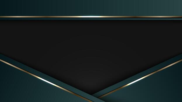 3D elegant banner web template abstract background green geometric stripes with golden lines luxury style vector