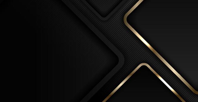 Abstract elegant banner web gold and black shiny square round dark background luxury style vector