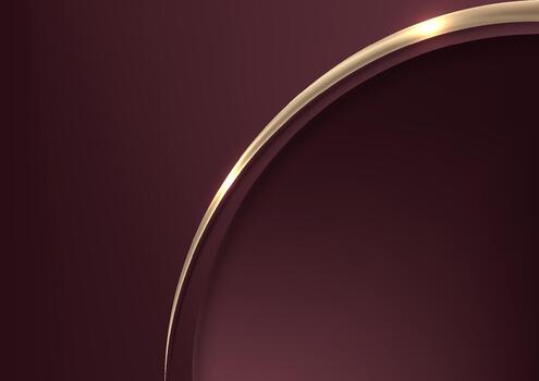 Elegant 3D abstract golden ribbon and curve lines on red background vector