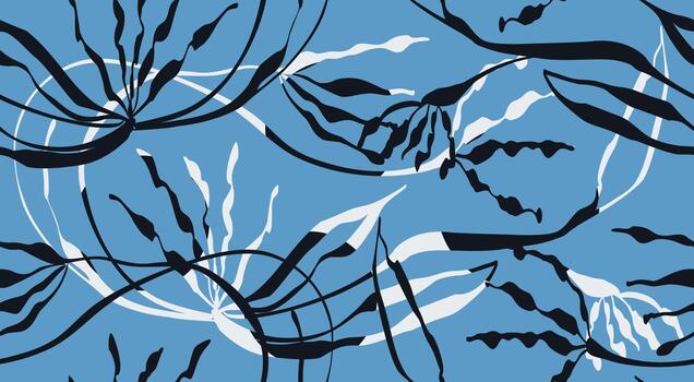 Abstract wavy nature line art seamless pattern. Whimsical organic hand drawn lines swirl surface texture design. vector