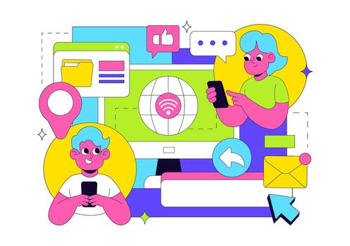 negocio información transferir interfaz diseño en sencillo plano diseño vector