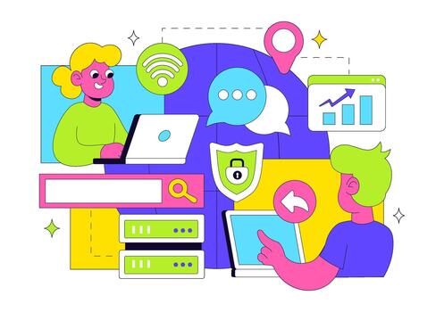 privado flujo de trabajo conectividad sistema obra de arte para organizativo acceso controlar vector