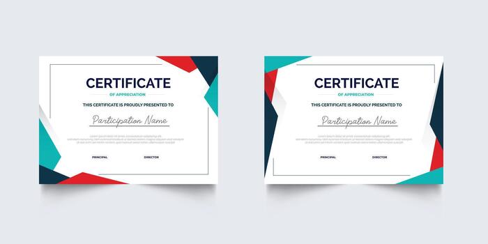 Flat design modern certificate template for corporate or awards. For creative award, business, and education needs illustration vector