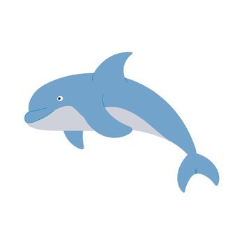 dolphin swimming gracefully with a friendly expression in a simplistic style vector