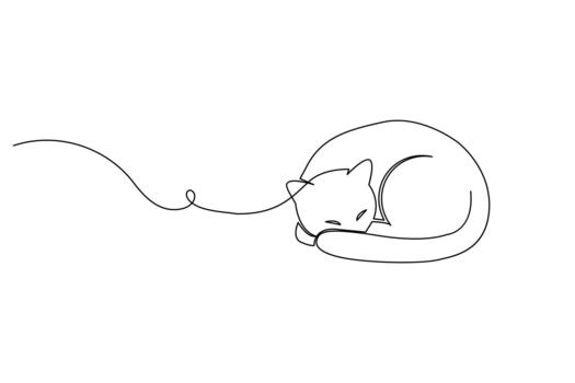 Cat minimalist abstract continuous one line drawing and white background vector