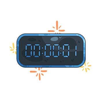 Digital timer showing one second countdown vector