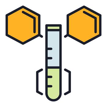 Test Tube and hexagonal molecular formula Science colored icon or symbol vector