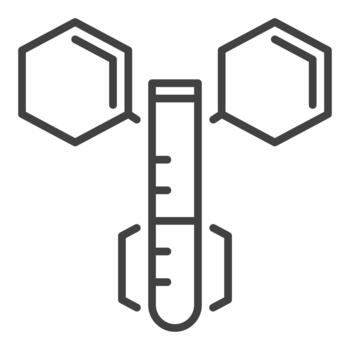 Test Tube and hexagonal molecular formula Science icon or sign in thin line style vector