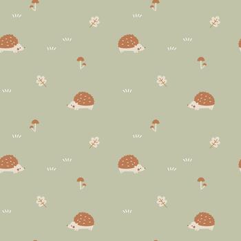 seamless minimal hedgehog repeat pattern background vector