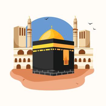 Illustration of the Kaaba in Mecca vector