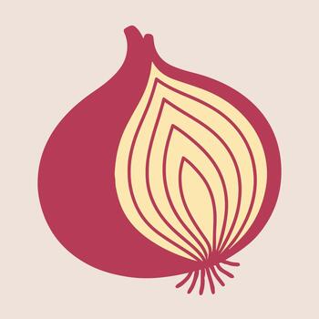 Simple Flat Design Illustration of a Whole and Sliced Red Onion with Cutaway View Isolated on a Neutral Background vector