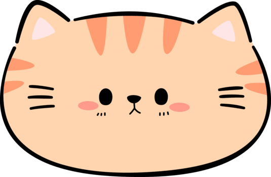 fofa desenho animado laranja gato face, kawaii gatinha cabeça png