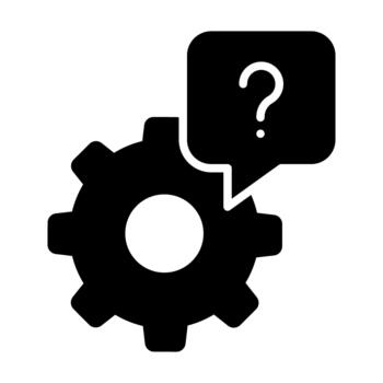 Gear and speech bubble with question mark. Flat style icon. vector