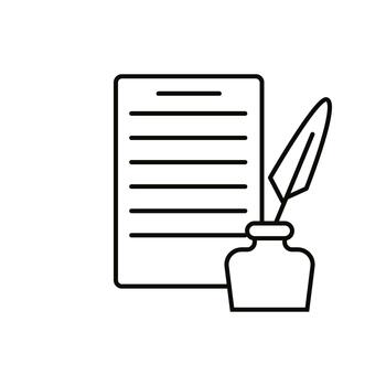 paper document with quill pen illustration designicon symbol icon graphic design vector