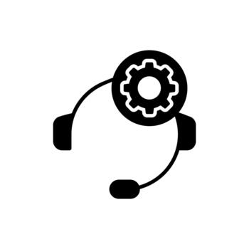 Operator head with gear , Service related solid design icon, editable stroke. vector