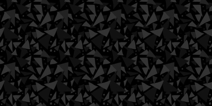Geometric pattern of scattered monochrome triangles on a dark background vector
