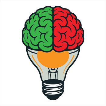 Brain lightbulb representing creative idea and intelligence on white background , illustration vector