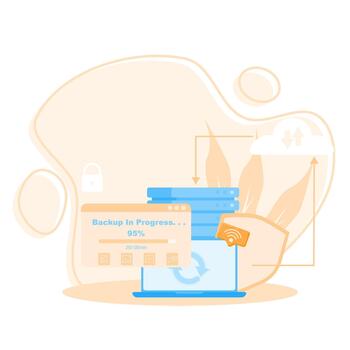 Large-Scale Data Backup Activities on Laptops vector