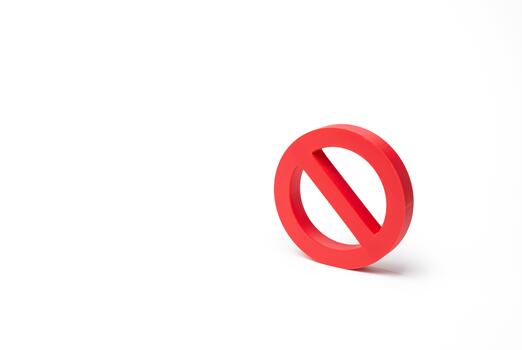 A NO prohibition sign on a white background. Prohibitions, restrictions, and sanctions. Compliance rules, regulatory warnings, risk prevention, and public safety guidelines. photo