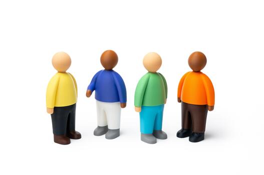 Figures of people on a white background. Community and friends. Communication and connection. Social networking, teamwork, and human interaction concepts. photo