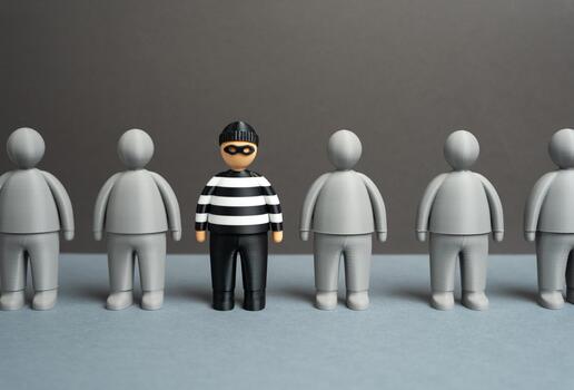 Find the culprit among all suspects. Analytical monitoring systems and AI-powered analysis. Digital investigation, data analytics, and crime detection. Cybersecurity artificial intelligence photo