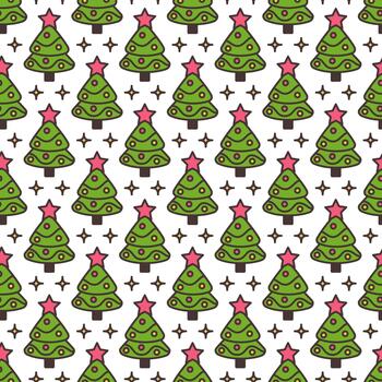 Seamless Christmas tree pattern. Repeating background. vector
