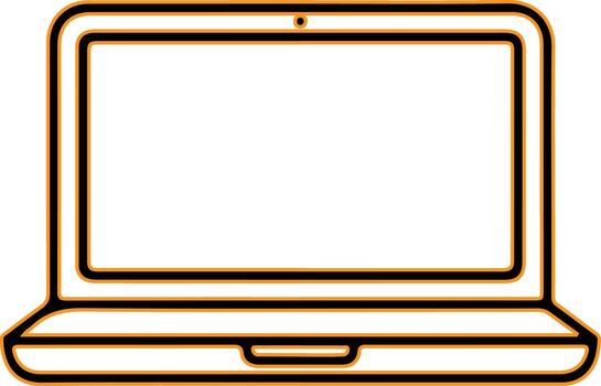 sencillo línea Arte ilustración de un abierto ordenador portátil computadora con un blanco pantalla. vector