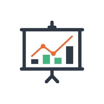 presentación pantalla con línea y bar cartas ilustrando datos vector