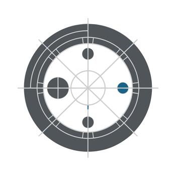 Conceptual target graphic with grid, crosshairs and data points vector