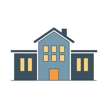 Building icon illustration with multiple windows and a door vector