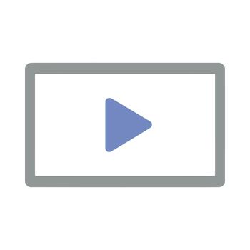 play button icon in simple rectangular media outline frame vector