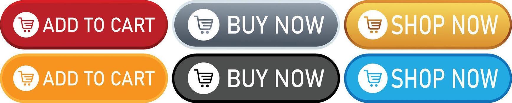 Set of Ecommerce Buttons with Add to Cart Buy Now and Shop Now Labels vector