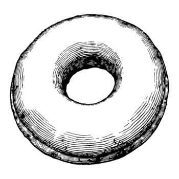 Plain Doughnut Top View Simple Black and White Antique Outline Line Art Drawing vector