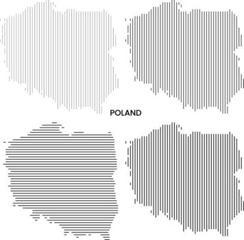 Poland vertical and horizontal line shape info-graphic map just vertical line pattern with different line thickness vector