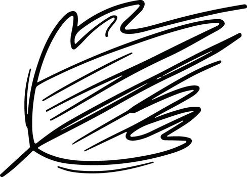 Stylized sweeping leaf with angular edges and diagonal line textures. vector