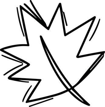 Minimalist maple leaf with five pointed lobes and bold black lines. vector