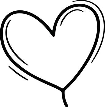Hand-drawn black line heart with slight thickness variation, centered design. vector