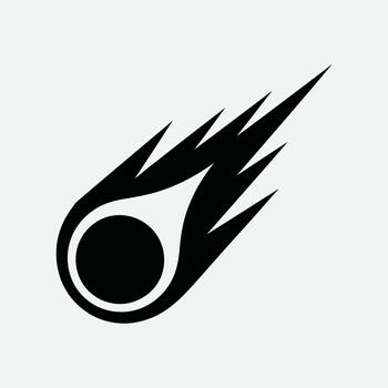 Meteor icon falling from the sky with fiery tail illustration design vector