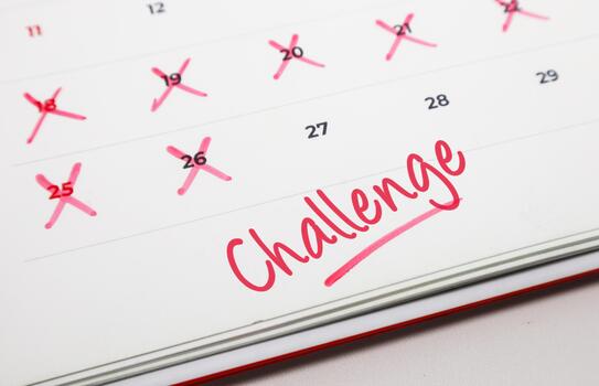 Visually tracking commitment and progress towards a goal on a calendar, highlighting the journey of a personal challenge photo