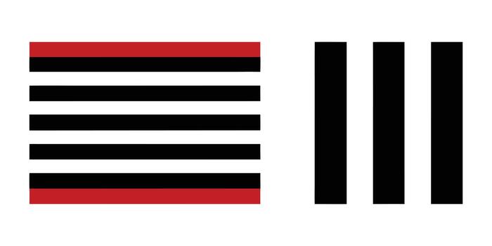 Abstract design with horizontal red and black stripes and three bars vector