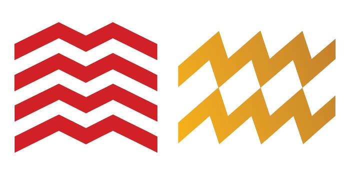 rojo y oro cheurón ola modelo símbolos aislado en blanco antecedentes vector