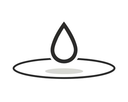 Simple black outline icon of a single drop landing on a surface isolated on white background vector