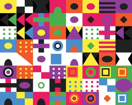 Abstract Geometric Pattern Background with Colorful Shapes and Modern Design Aesthetic vector