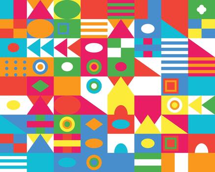 Colorful geometric shapes pattern background mosaic abstract design modern style vector