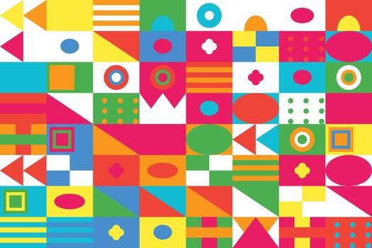 Abstract geometric mosaic background vibrant color pattern full frame design vector