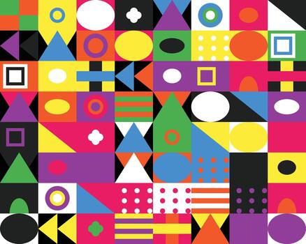 Geometric Shapes in a Colorful Abstract Composition Modern and Playful vector