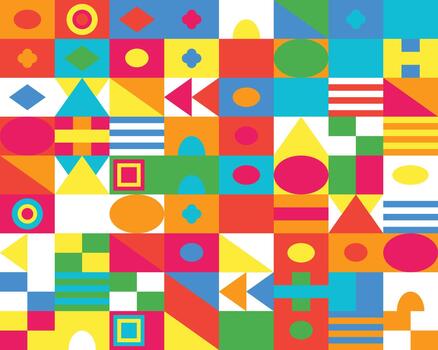Colorful geometric pattern abstract design background vibrant shapes and blocks vector