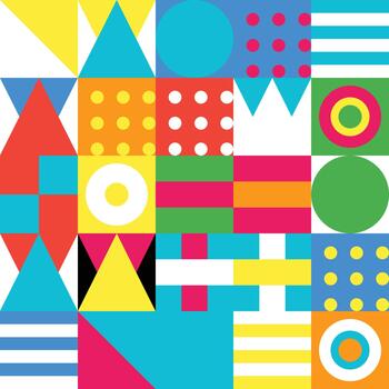 Geometric abstract pattern design background with triangles circles and squares vector