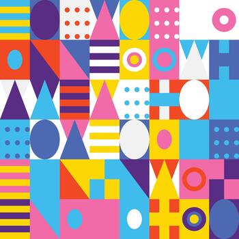 Colorful Geometric Pattern Modern Abstract Design with Triangles and Circles vector