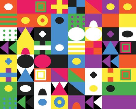 vistoso geométrico modelo en brillante colores y juguetón diseño elementos vector